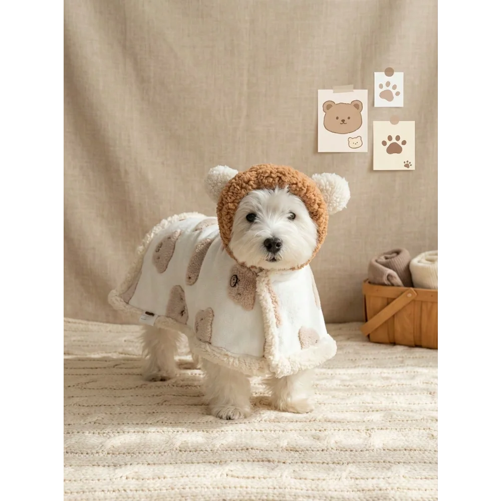 Pet Autumn Winter Clothes, Korean Style Cat Dog Cloak Pajamas, Robe Blanket Outfit for Cats and Small Medium Large Dogs