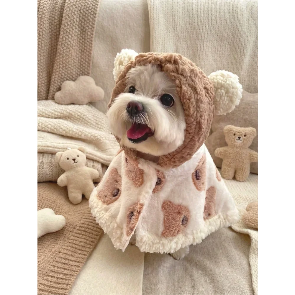 Pet Autumn Winter Clothes, Korean Style Cat Dog Cloak Pajamas, Robe Blanket Outfit for Cats and Small Medium Large Dogs