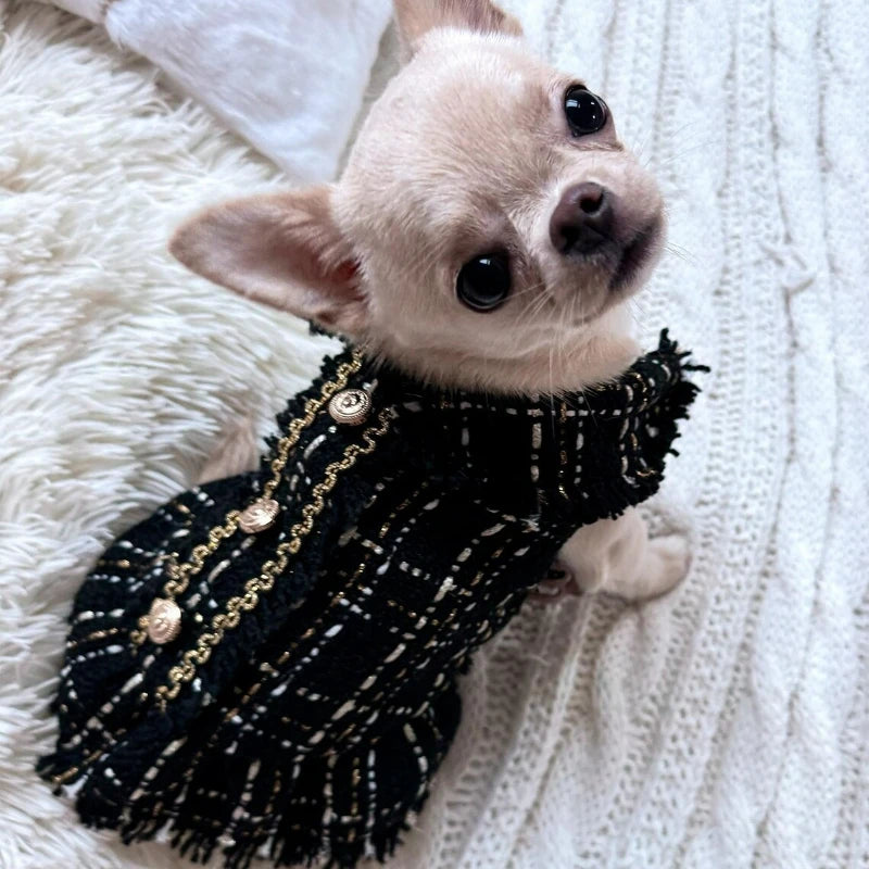 2024 New Spring Tweed Dog Dress classic Style Pet Princess Dress for Bichon, Chihuahua Small Dogs Cute Puppy Clothes for Outdoor